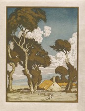 Sylvan G. Boxsius : Summer Landscape : Linocut 1925 Art Print picture