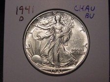 1941-D WALKING LIBERTY HALF CHOICE AU BU HIGHER GRADE NICE 90% SILVER picture