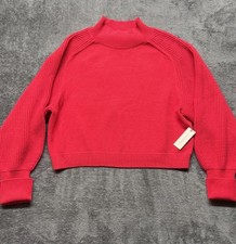 Anthropologie Maeve Sweater Womens Large Red Cropped Long Sleeve Cotton Wool New picture