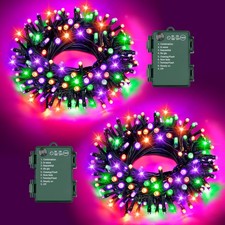 FFZZKJ Halloween Lights String Total 100LED 5M 2Pack, Orange & Purple & Green picture
