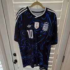 Real adidas Argentina Lionel Messi #10 Men’s XXL Soccer Jersey Black/Blue/White picture