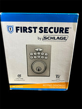 First Secure by Schlage Keypad Deadbolt Satin Silver PBE13STRU630 picture