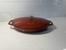 Staub Enameled Cast Iron Oval Gratin with Lid 2.25 Qt. 13” Cranberry Red picture
