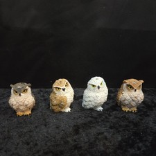 Ebros Peeking Colorful Nocturnal Fat Owls Miniature Figurine Set of 4 Whimsical picture