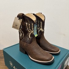 NIB Ariat Driftwood Western Boots Youth Kids Size 1 Brown / Dark Brown picture