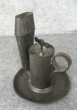 Antique 1854 Signed I SMITH Tin Mechanical Lard Finger Lamp - Light Lighting picture