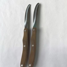 2 Vintage Cutco No. 59 Table Steak Knives Brown Handle Straight Edge 2147079 picture