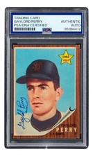 Gaylord Perry Signed 1962 Topps #199 San Francisco Giants Rookie Card PSA picture