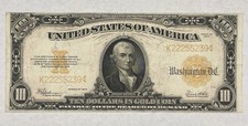 1922 $10 Gold Certificate Speelman/White Fr. 1173 Michael Hillegas Large Serial picture