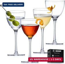 GIHOP Nick and Nora Cocktail Glasses, 5.8Oz Hand Blown Martini Glasses Set of 4, picture