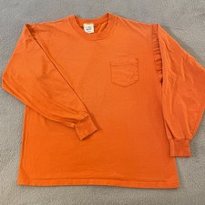 Vintage LL Bean Russell Athletic USA Made Pocket Blank Tee Men's Medium Orange picture