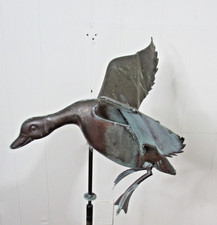 Vintage Full Size Copper  Landing Flying  Duck Weathervane Nice Patina picture