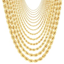 10K Yellow Gold 1.5mm-10mm Diamond Cut Rope Chain Necklace Mens Women 16