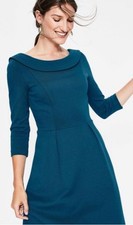 Boden Maddie Ponte Dress Blue Women's Size 10L Peter Pan Collar Stretch picture