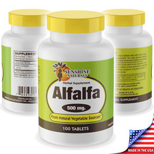 Sunshine Naturals Alfalfa 100 Tablets Capsules Made in the USA picture