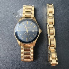 Armitron 20/5374GP Men's Watch and Bracelet Set Gold Tone New Battery Date Fun picture