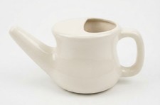 Vintage Cream Ceramic Neti Pot Nasal Sinus Rinse Cleansing Pot picture