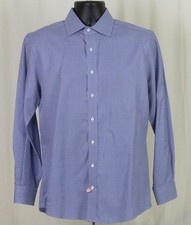 Minty Bespoke Michael Andrews Blue White Houndstooth Check Slim SHIRT 16 x 33 picture