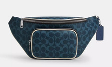 Coach Unisex Ink Blue Signature Canvas Travis Belt Bag 35 (CET44) - NWT picture