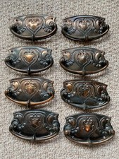 Antique Metal Drawer Handles Pulls Dresser Chest Old Vintage Art Nouveau X8 picture