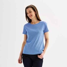 Women's Croft & Barrow Essential Crewneck Tee Blue starburst Size M & L picture
