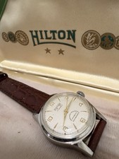 Vintage Hilton 17J Manual Wind Serviced Watch Incabloc w/ Vintage Box picture