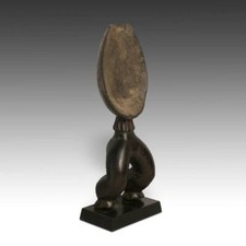 VINTAGE ANTHROPOMORPHIC SPOON DAN / KRAN CARVED WOOD LIBERIA WEST AFRICA 20TH C. picture