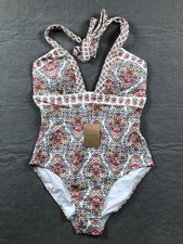 Boden Swimsuit Womens 8 Multicolor Floral Halter One Piece Lined Stretch NWT picture