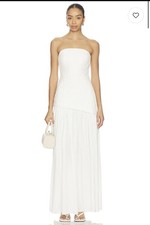 Significant Other AU 8 White Strapless Pleated Solid Long Maxi Dress picture