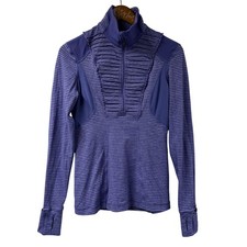 Lululemon Run Your Heart Out Purple Striped Pullover Ruffle 1/4 Zip 6 Yoga picture
