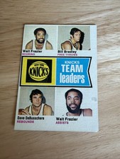 1874 NEW YORK KNICKS TEAM LEADERS TOPPS WALT FRAZIER ,BRADLEY BASKETBALL CARD picture
