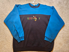 Disney Goofy Embroidered vintage Crewneck Sweatshirt Adult Size L Black/Blue picture