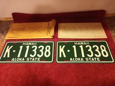 Vintage 1961-68 Hawaii License Plate Aloha State, Green K-11338 NOS picture