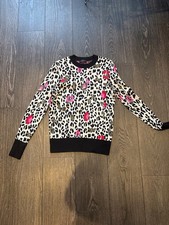 Ted Baker Women's Leopard Print Crew Neck Sweater with Pink and Red Accents picture