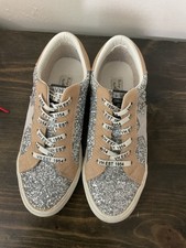 Vintage Havana Silver Glitter Tan Star Sneakers Sz 8.5 picture