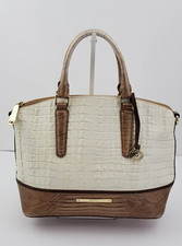 Brahmin Duxbury Used/Spots/No Strap Satchel Alabaster/Cashew Croc-Emboss Leather picture