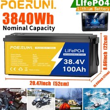 NEW 36V 100Ah LiFePO4 Lithium Battery Built-in BMS w/ LCD Monitor For Golf Cart picture