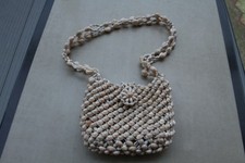 VTG Cowrie Shell Hand Knotted Seashell Bag picture