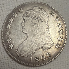1809 CAPPED BUST HALF DOLLAR - VERY EARLY HALF WITH NICE DETAILS - VF picture