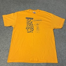 Vtg 90s The Evening Sun Scramblr T-Shirt Mens XL Yellow Newspaper Mascot Promo picture