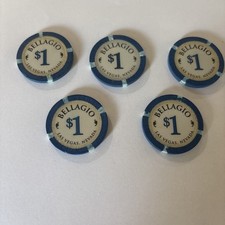 Five (5) BELLAGIO HOTEL CASINO $1 casino poker chip - Las Vegas, NV picture