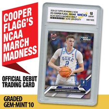 2024-25 Topps COOPER FLAGG Rookie Card #95 Duke NCAA Madness Debut - GEM MINT 10 picture