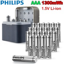 Philips 1300mWh AAA 1.5V Rechargeable Lithium Battery / Charging Storage Box Lot picture