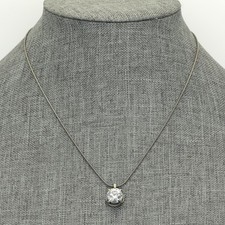 Retired Silpada Oxidized Sterling Silver CZ Solitaire Pendant Necklace N1969 picture