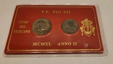 Vintage VATICAN 5 Centesimi 10 Centesimi 1940 Pope Pius XII Coins Catholic  picture