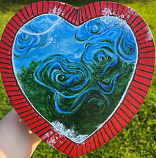 Original abstract acrylic painting 8” heart shaped canvas JamieMakesArt  picture