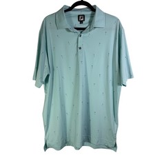 FootJoy Mens Mint Green Golf Flag Print Performance Polo Shirt Large Oxbow Logo picture