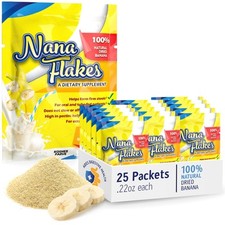 Nana Flakes 100% Pure Dried Banana No Sugar Single Serve 22 Oz 25 Packets picture