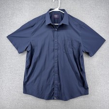 UNTUCKit Gironde Short Sleeve Shirt Men Size XL Blue Button Up Performance picture