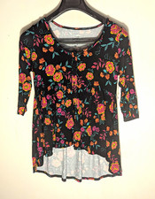 NWT Torrid Super Soft Black Floral Babydoll Tunic Top Hi-Low Size 0 Large 12 picture